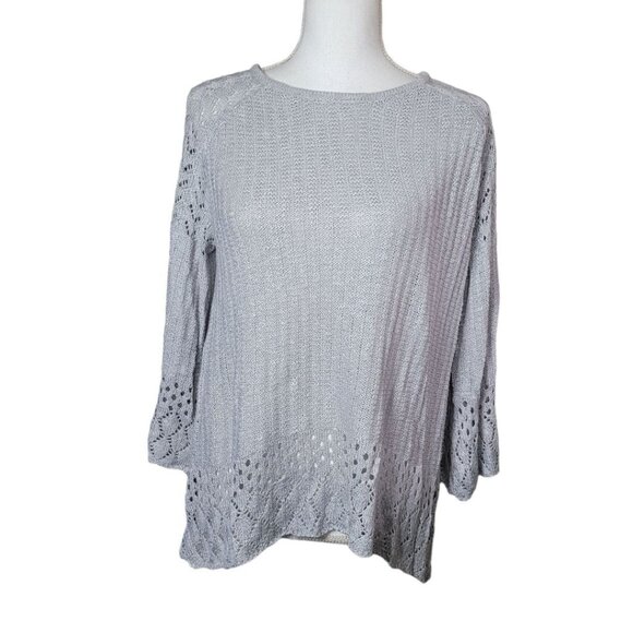 LC Lauren Conrad Sweater Knit Gray Silver Womens Small Pullover - Picture 5 of 10